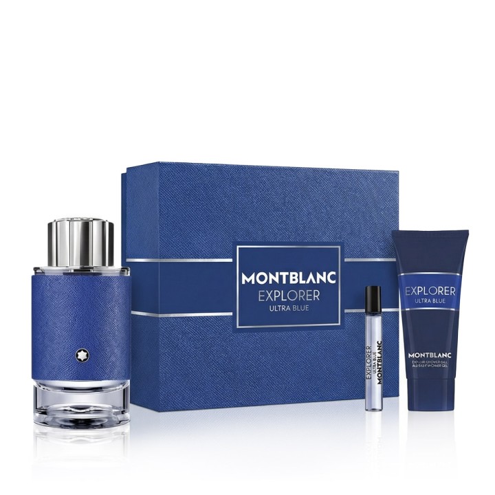 Montblanc Explorer Ultra Blue EDP 100 ml + EDP MINI 7,5 ml + SG 100 ml (heren)