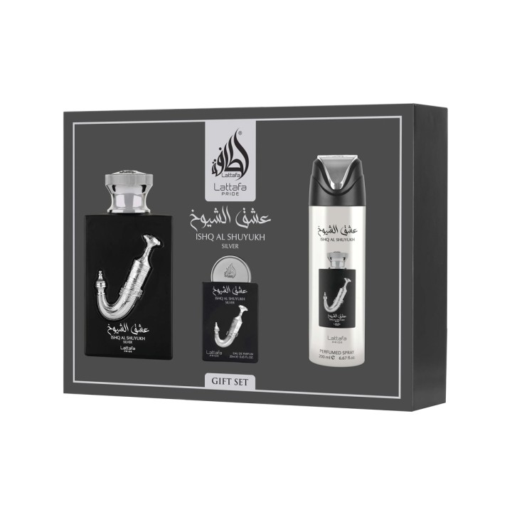 Lattafa Pride Ishq Al Shuyukh Silver EDP 100 ml + EDP 20 ml + DEO VAPO 200 ml (unisex)