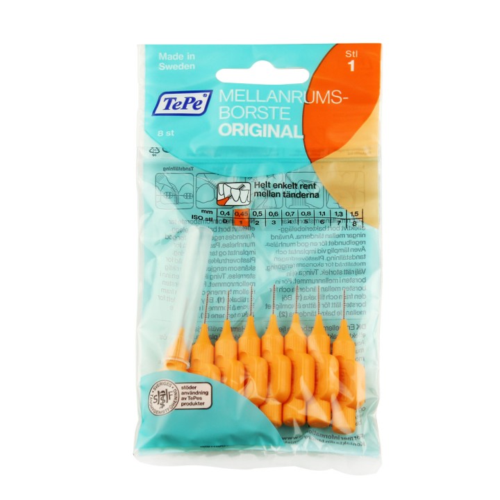 TePe Original Interdental Brushes 1 Orange (0,45 mm) 8 pcs