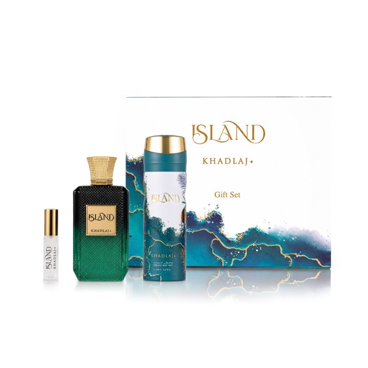 Khadlaj Island Extrait de Parfum 100 ml + DEO VAPO 200 ml + Extrait de Parfum MINI 8 ml (unisex)