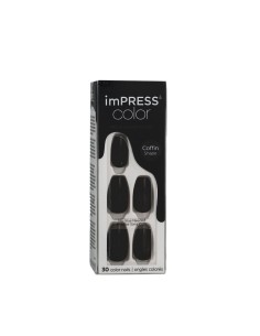 KISS imPRESS color Press-On Manicure M (512 All Black) 30 pcs