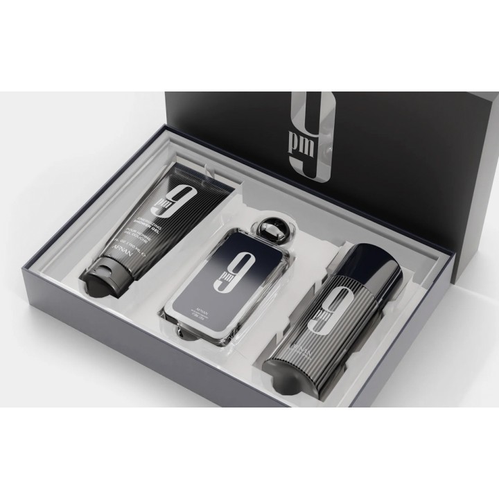 Afnan 9 pm EDP 100 ml + DEO VAPO 150 ml + SG 150 ml (herren)